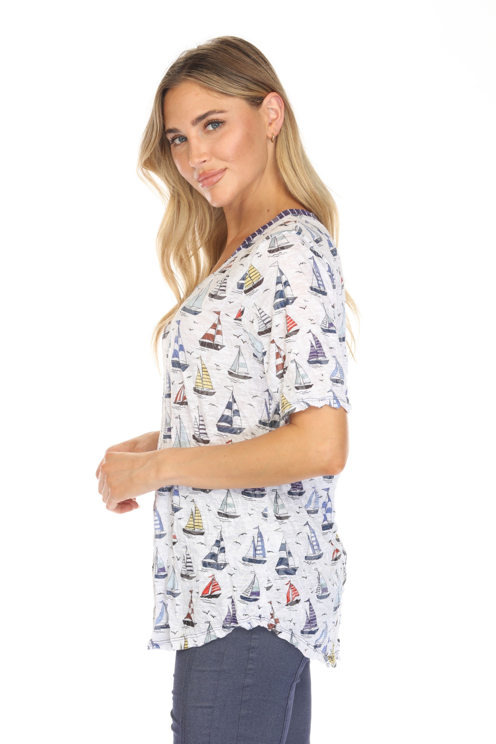 S/S V-Neck Top - Sailaway - CARINE