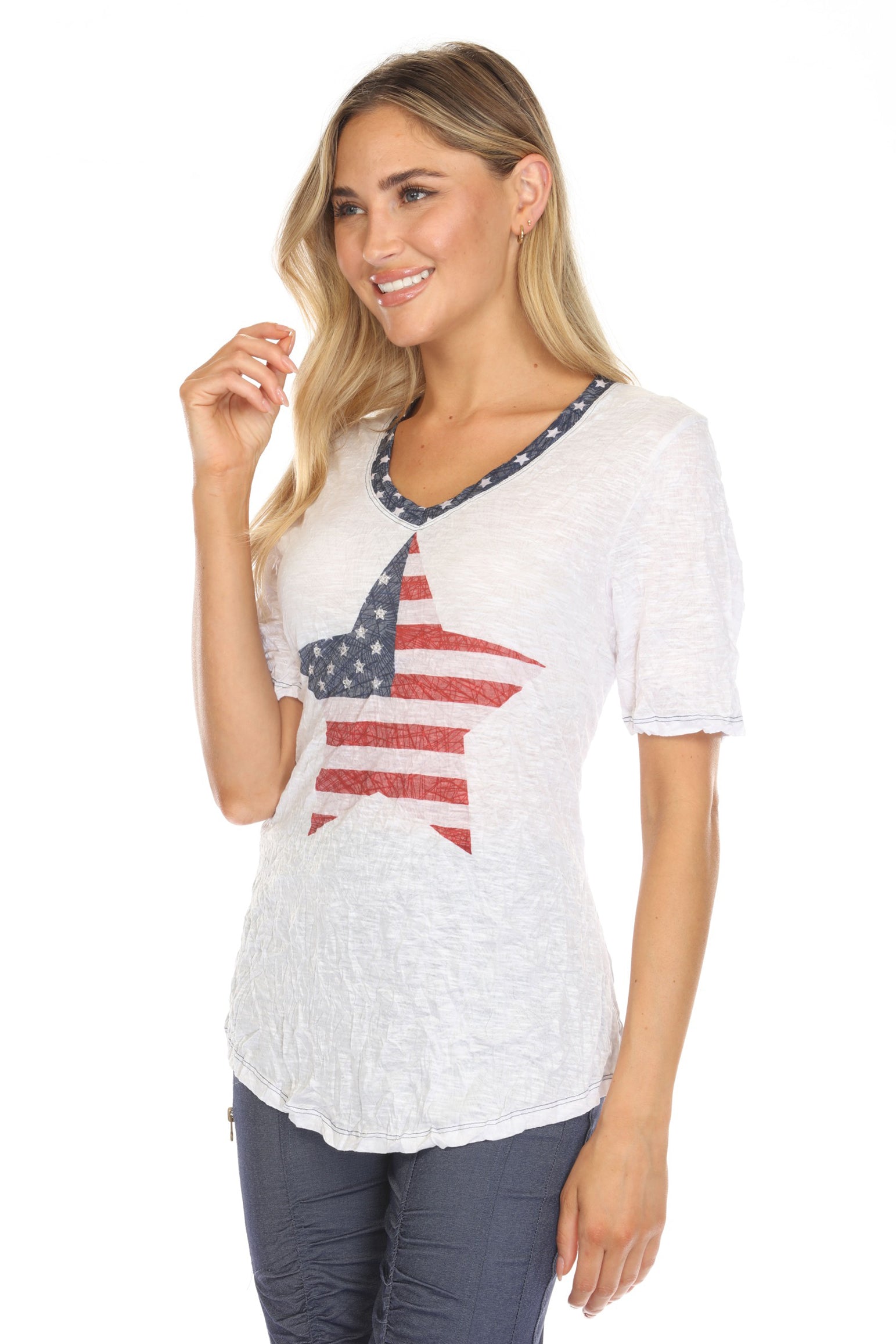 S/S V-Neck Top - American Star - CARINE