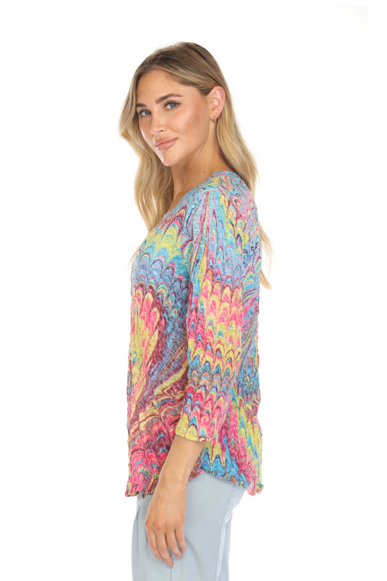 Round-Neck Top - Festive Plume - CARINE