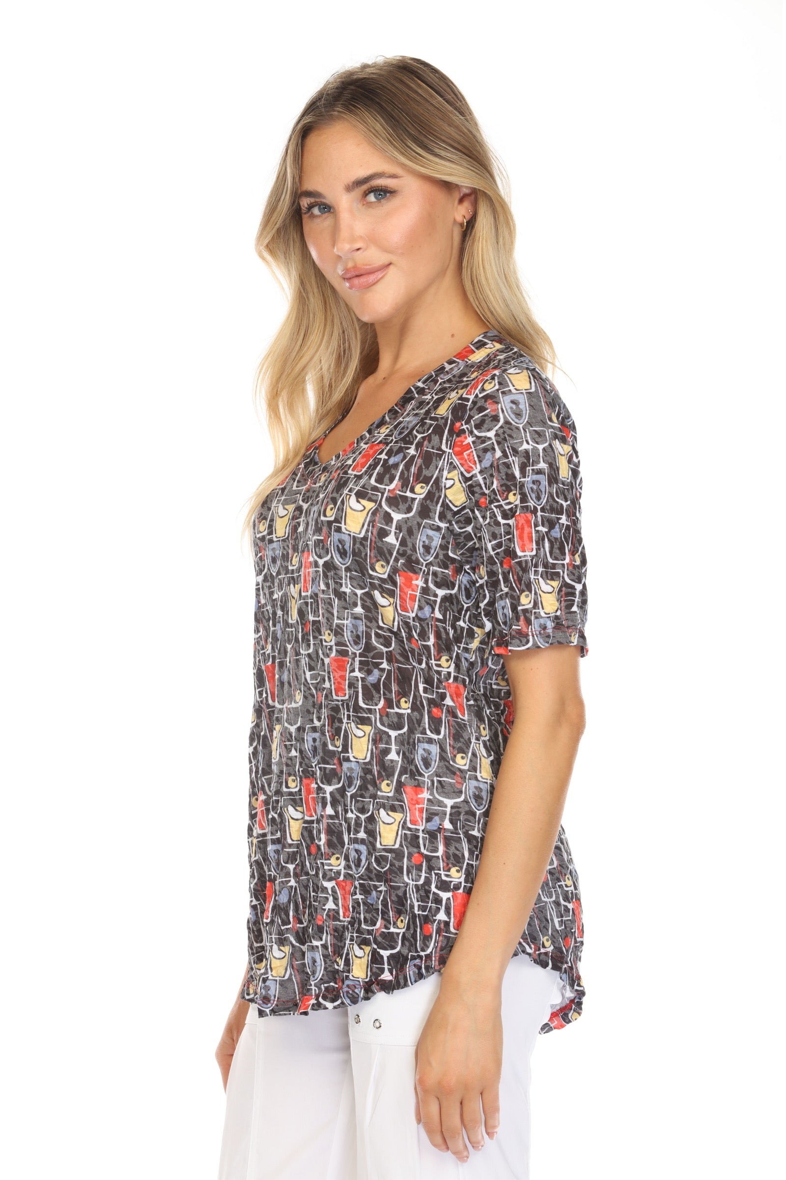 S/S V-Neck Top - Cocktail Hour - CARINE