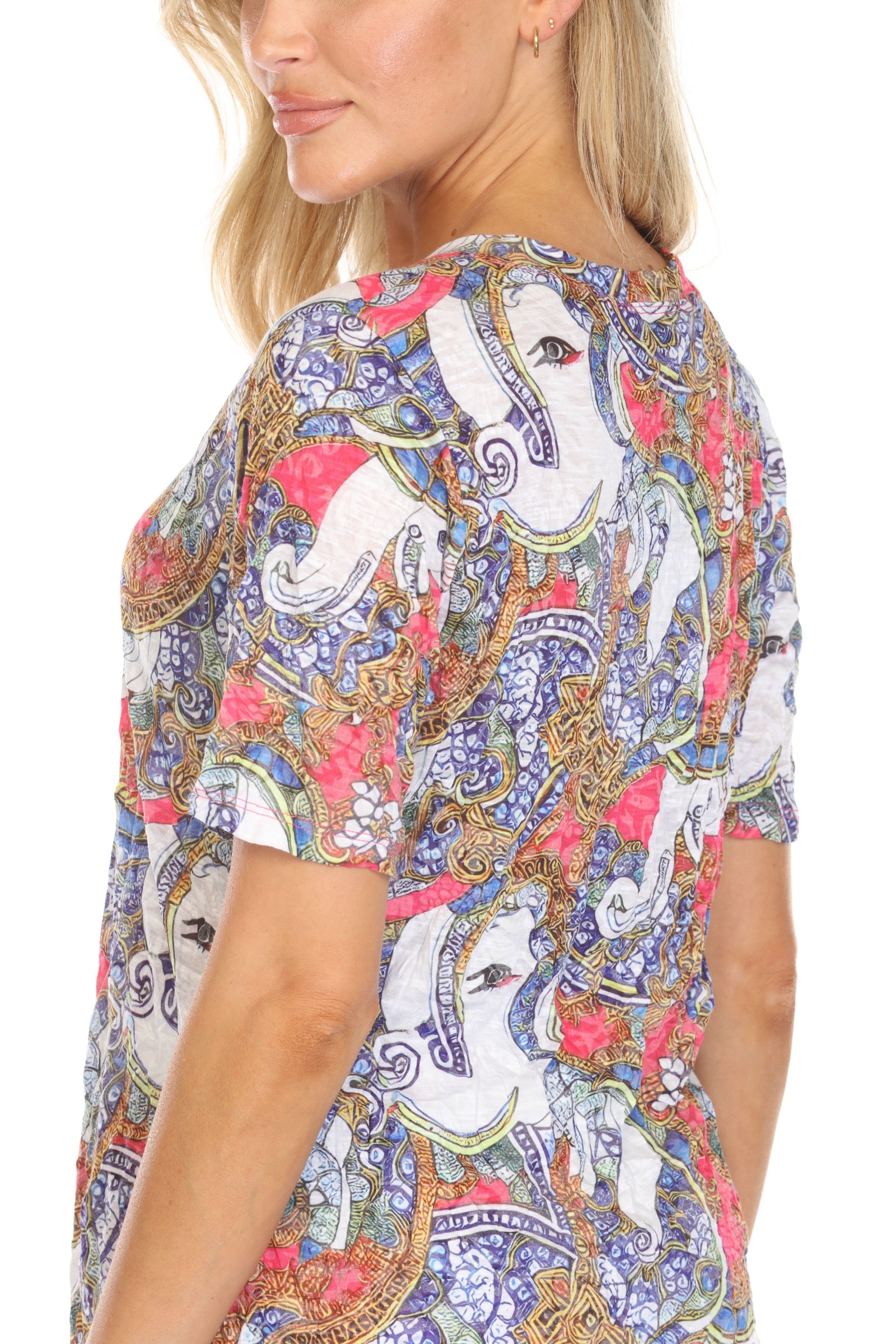 S/S V-Neck Top - Ornate Charm - CARINE