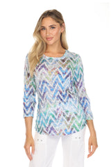 Round-Neck Top - Chevron Haze - CARINE