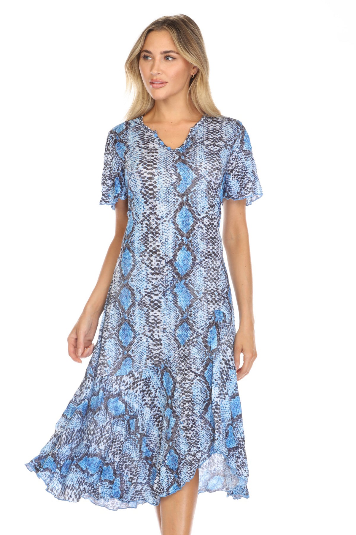 Vivian Dress - Cobalt Scales - CARINE