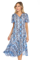 Vivian Dress - Cobalt Scales - CARINE