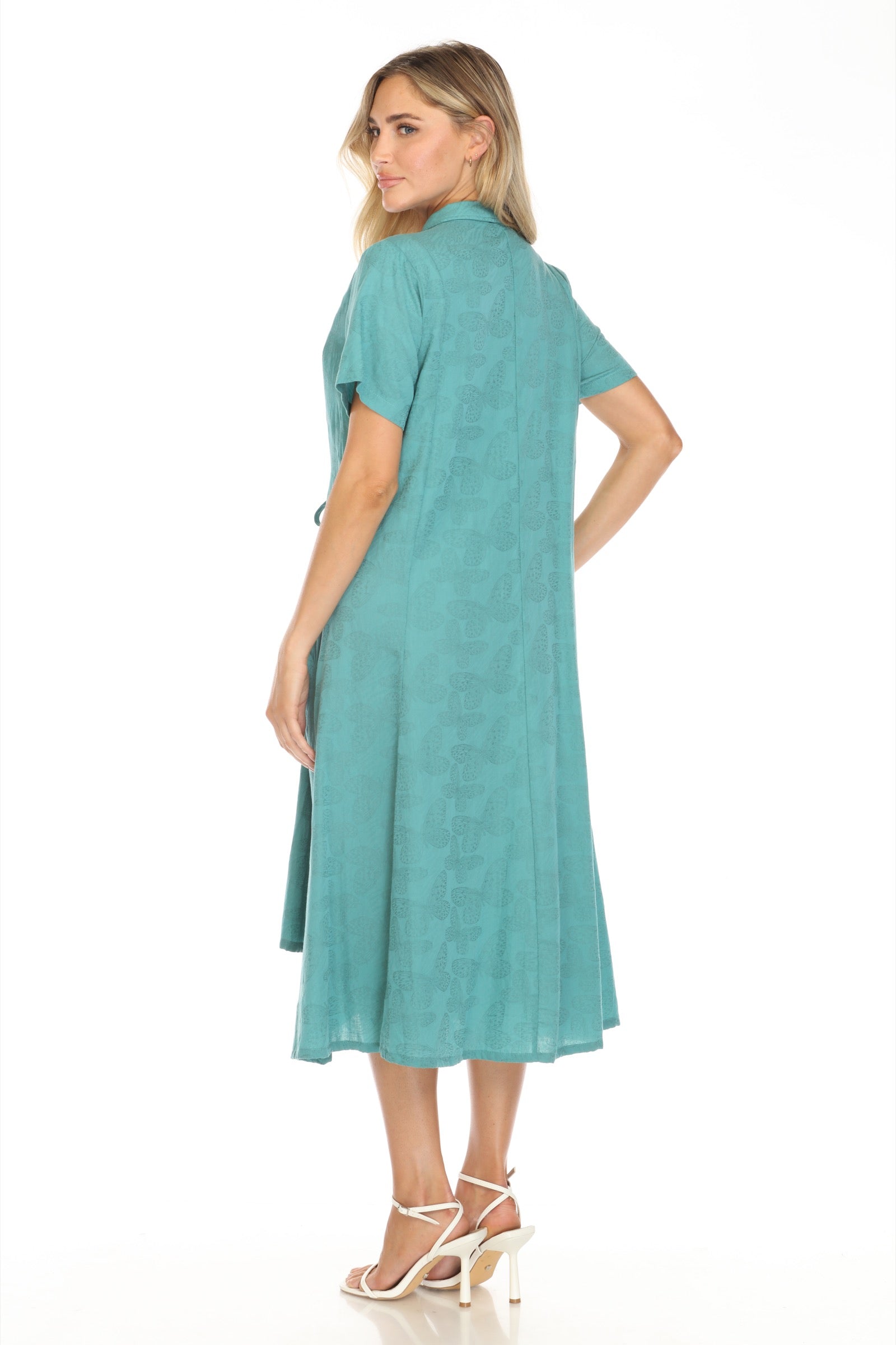 Butterfly Texture Drawstring Dress - CARINE