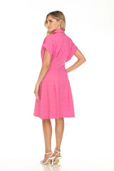Textured Tie-Front Shirt Dress - CARINE