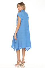 Textured Pocket Shirt Dress - CARINE