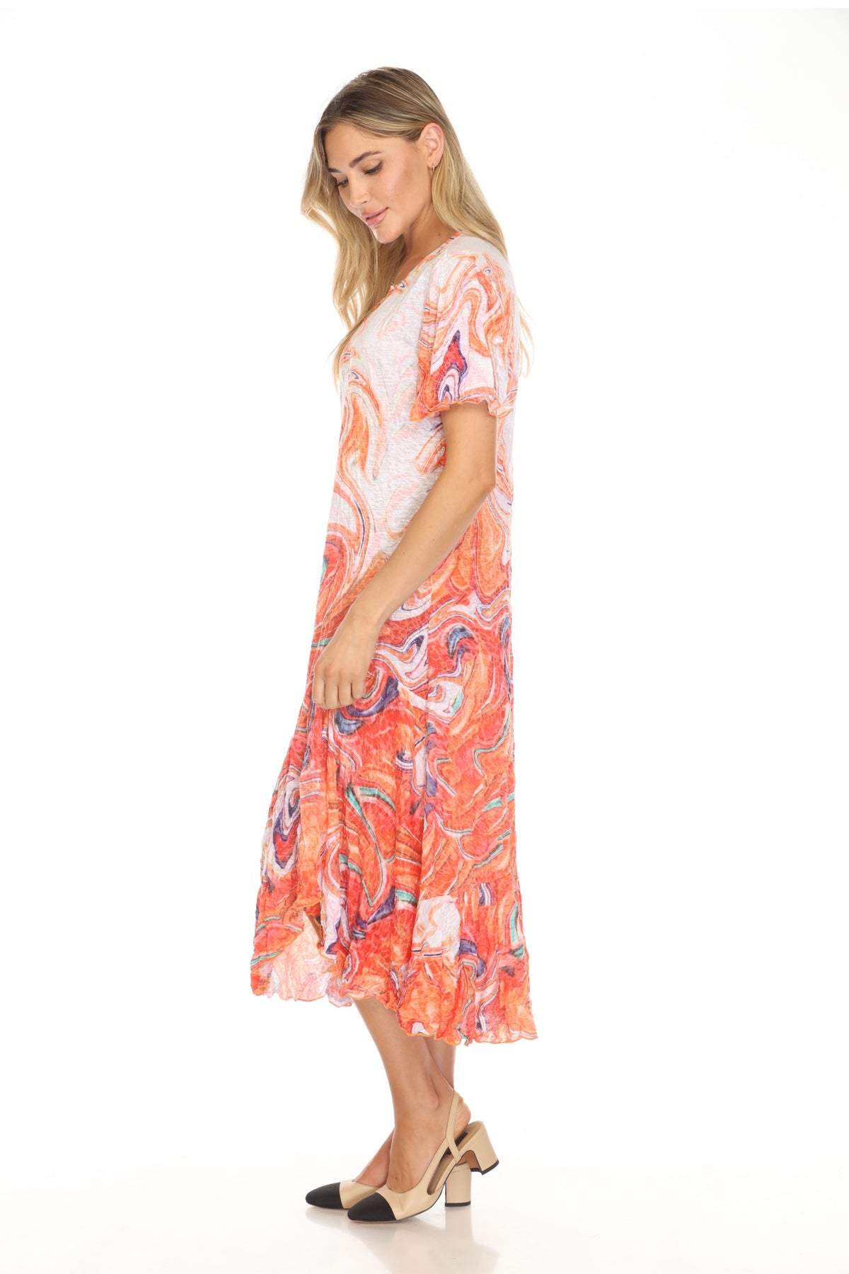 Vivian Dress - Tangerine Swirl - CARINE