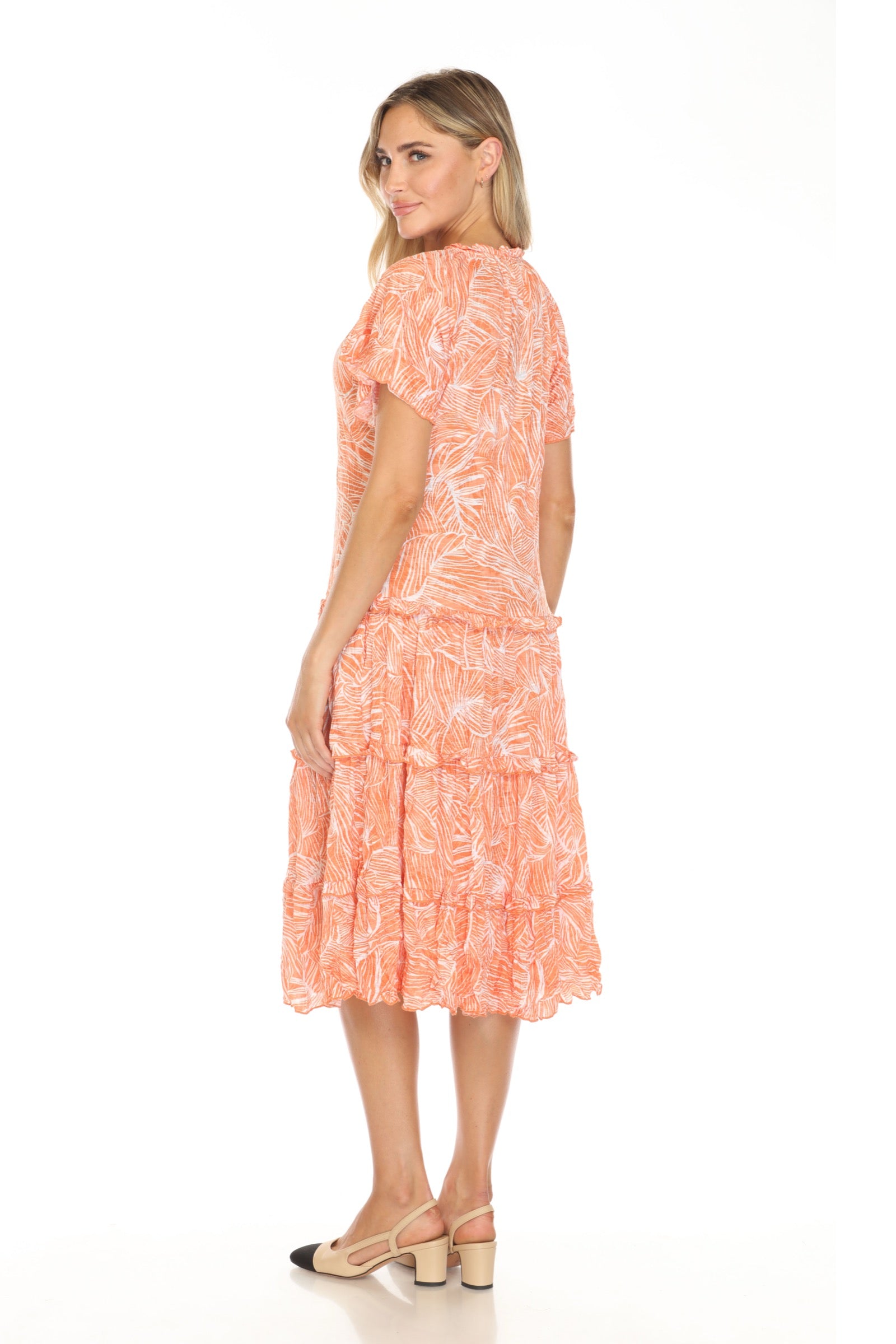 Tiana Dress - Tangerine Palm - CARINE