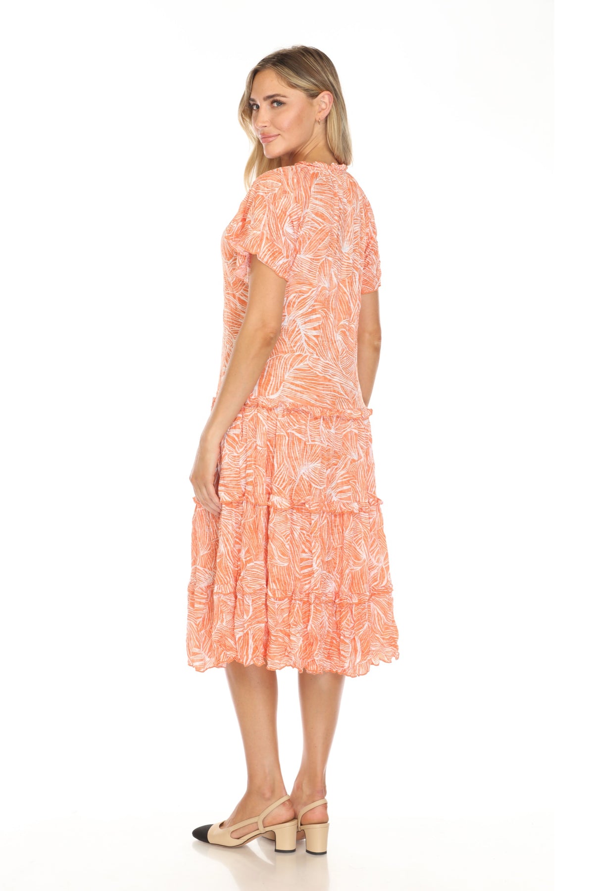 Tiana Dress - Tangerine Palm - CARINE