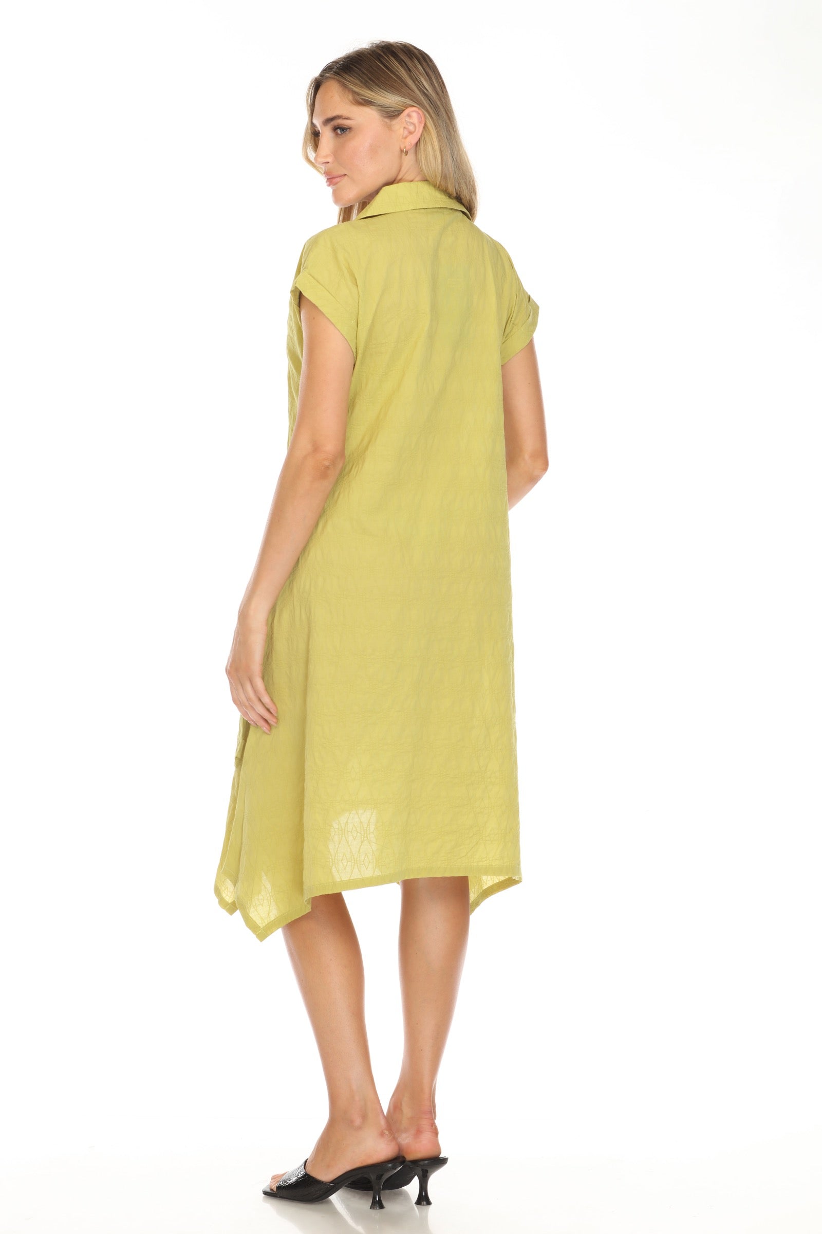 Textured Pocket Shirt Dress - CARINE