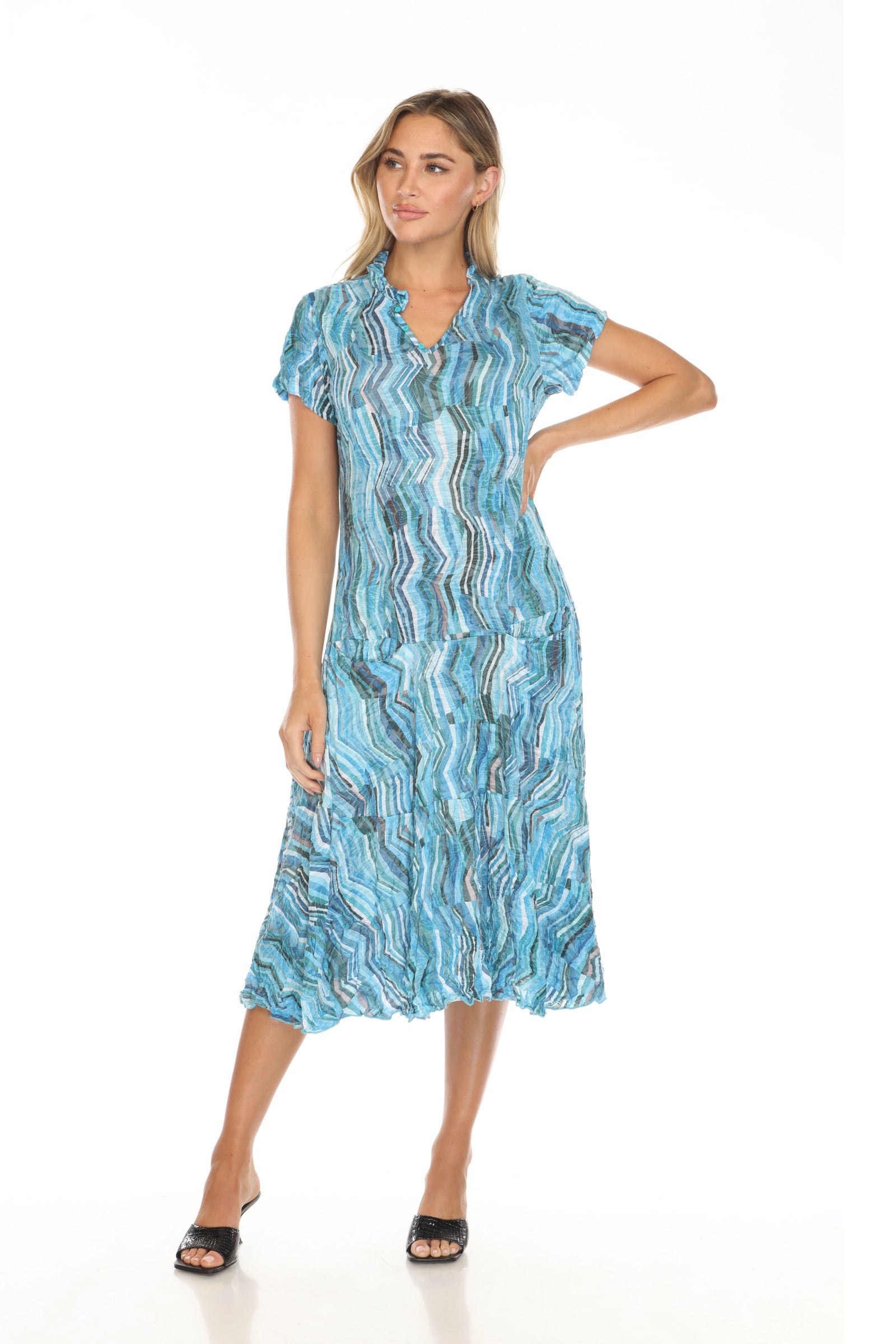 Harper Dress - Aqua Strata - CARINE