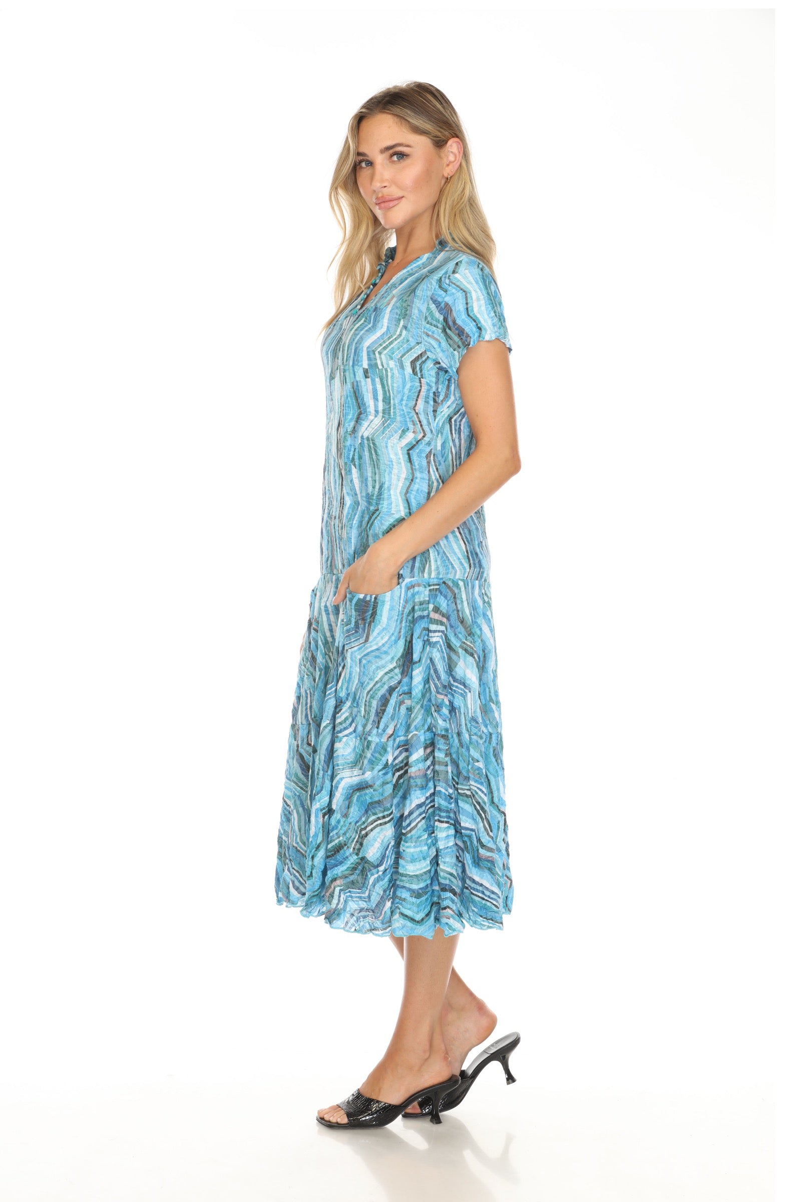 Harper Dress - Aqua Strata - CARINE