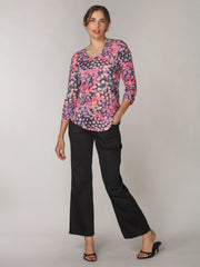 V-Neck Top - Rose Blots
