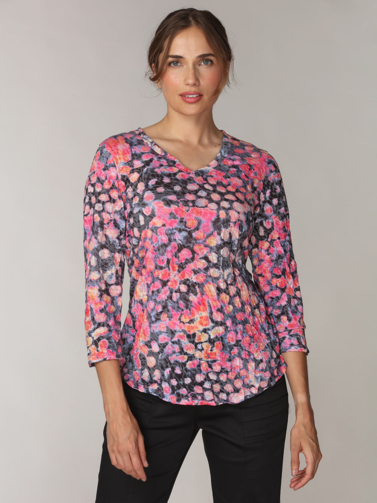 V-Neck Top - Rose Blots