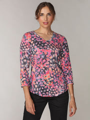 V-Neck Top - Rose Blots