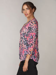 V-Neck Top - Rose Blots