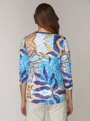 V-Neck Top - Blue Botanica
