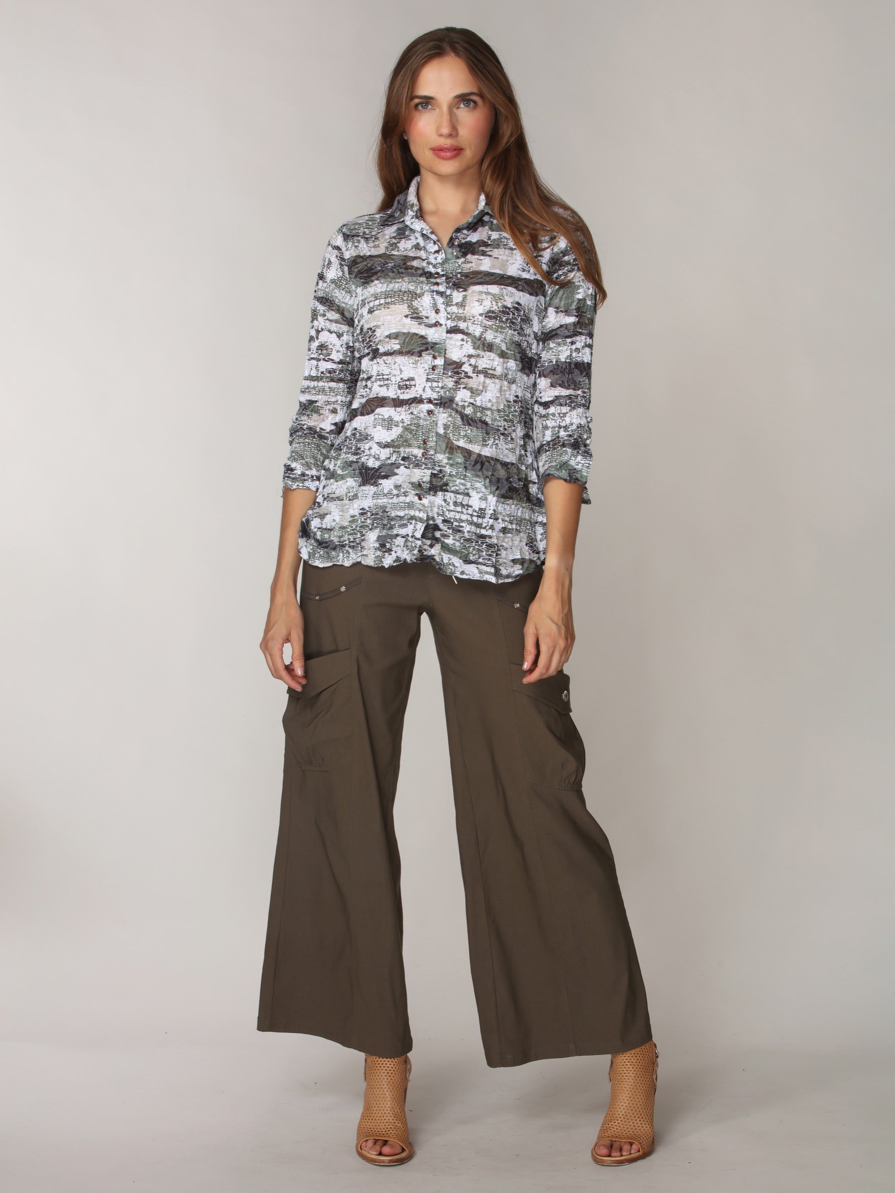 Sabrina Shirt - Olive Drift