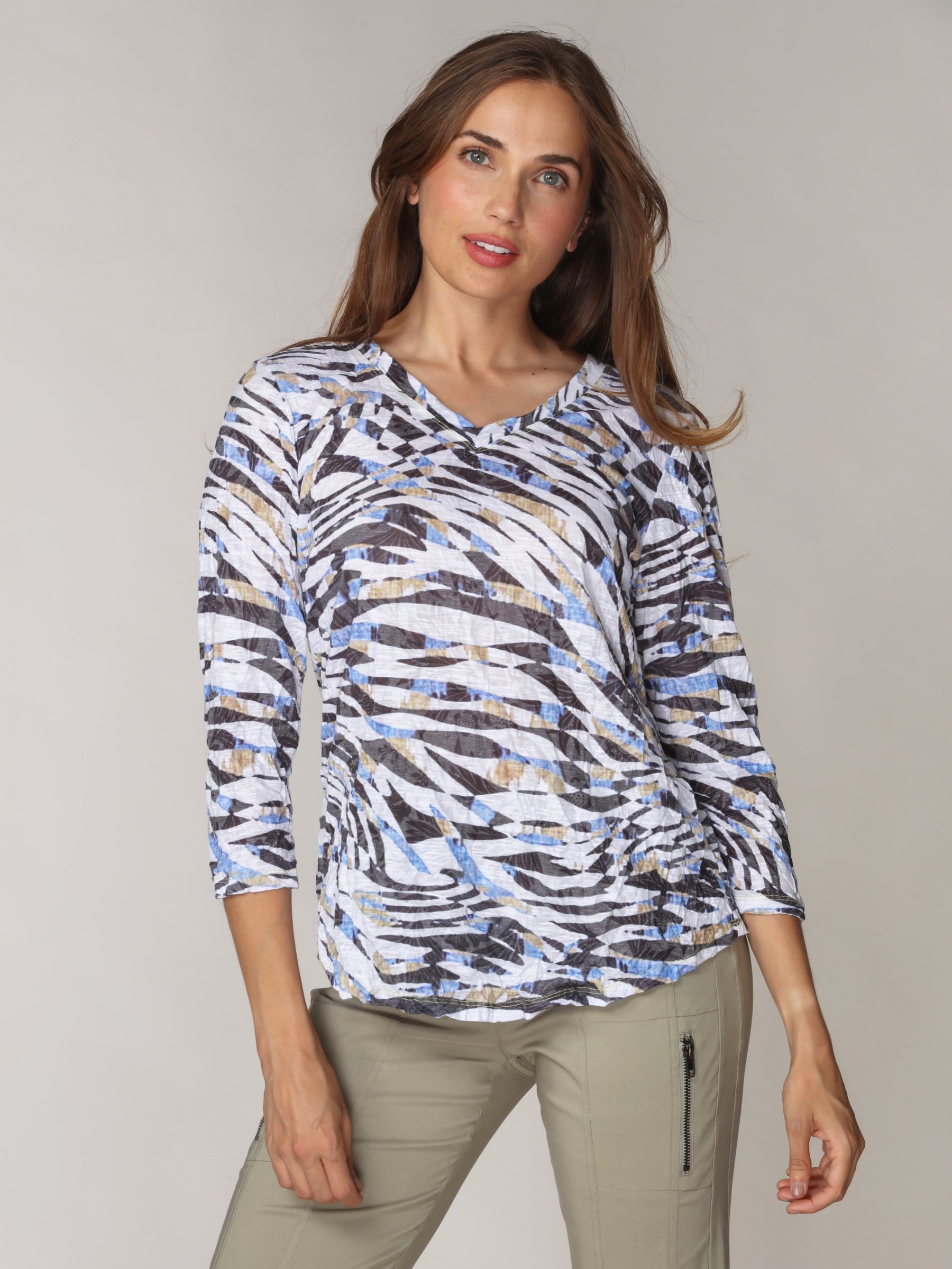 V-Neck Top - Drift Stripes
