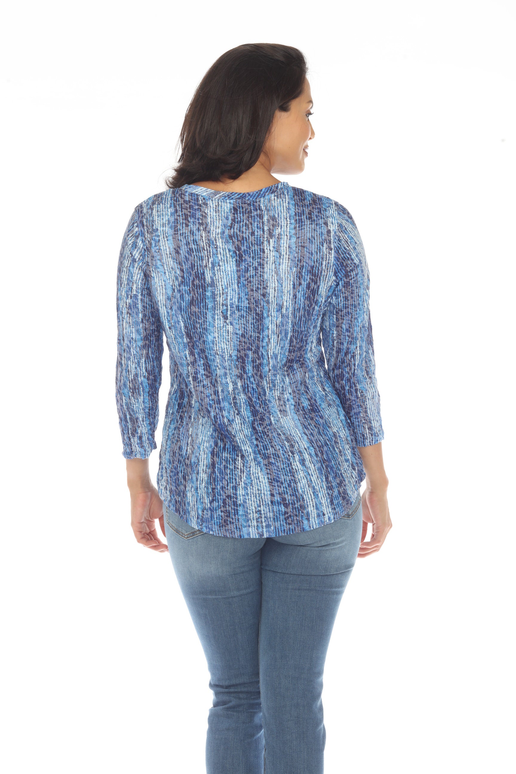 Round-Neck Top - Cobalt Dash - CARINE