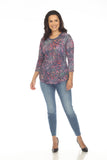 Round-Neck Top - Indigo Dash - CARINE