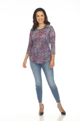 Round-Neck Top - Indigo Dash - CARINE