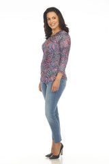 Round-Neck Top - Indigo Dash - CARINE