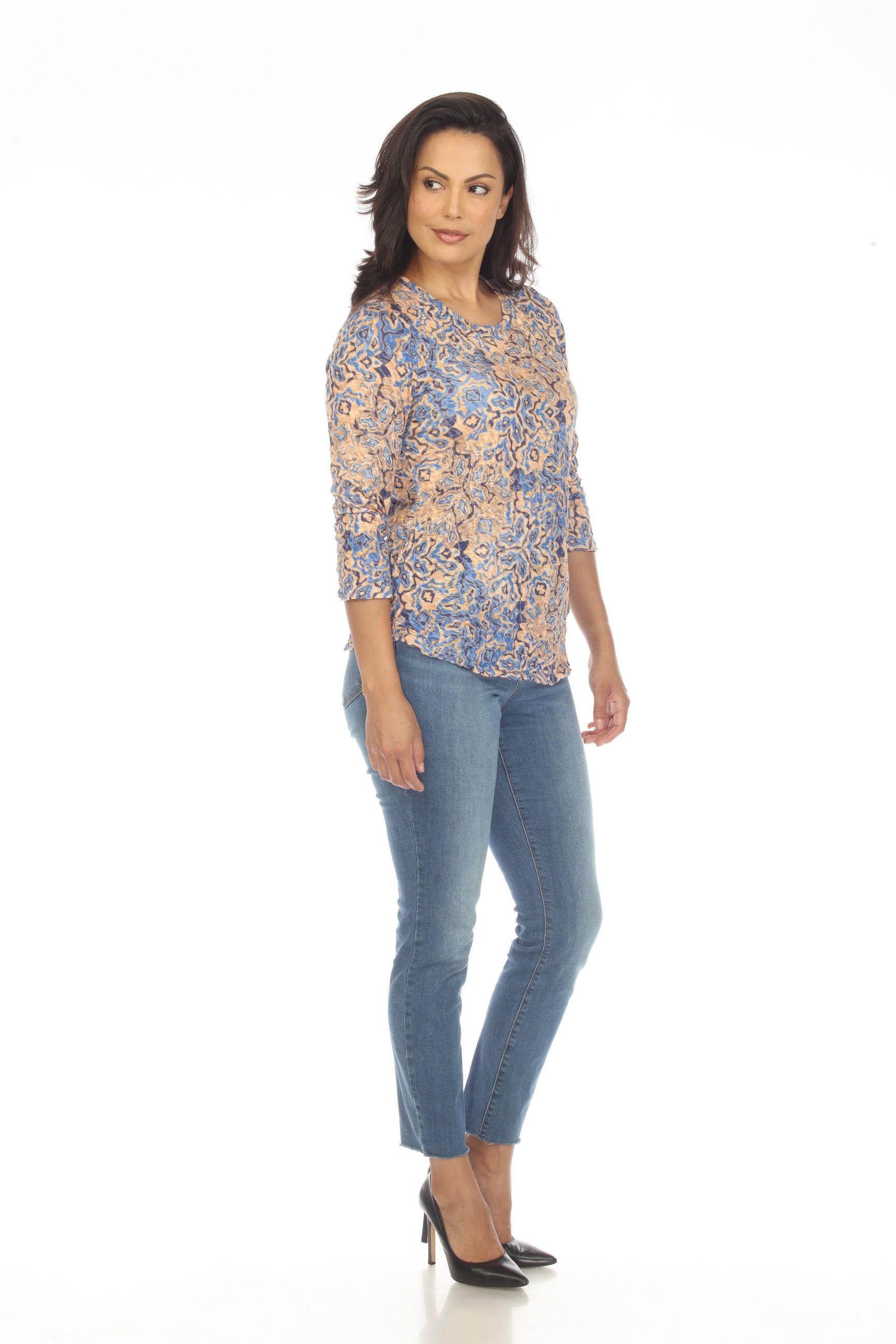 Round-Neck Top - Sand Flower - CARINE