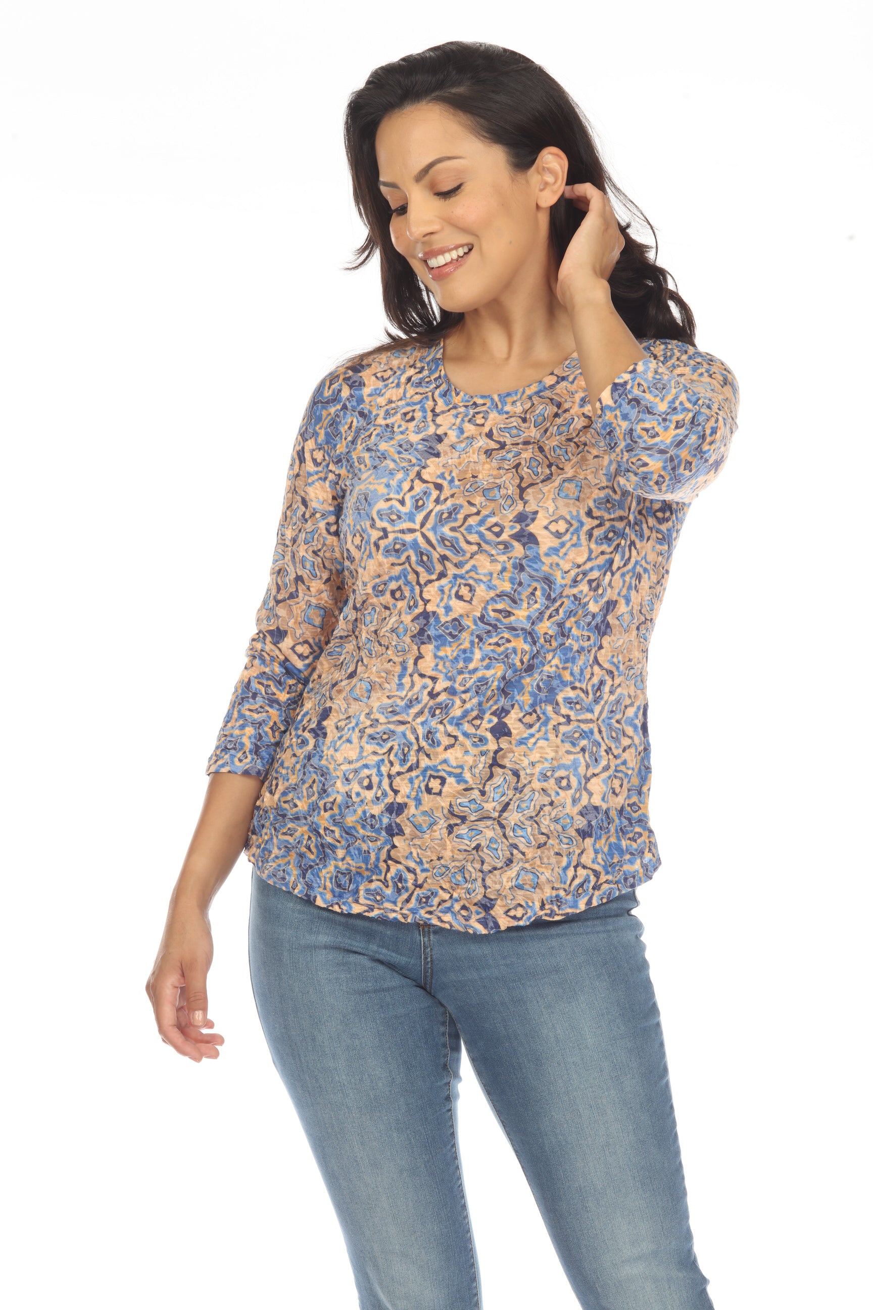 Round-Neck Top - Sand Flower - CARINE