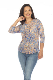 Round-Neck Top - Sand Flower