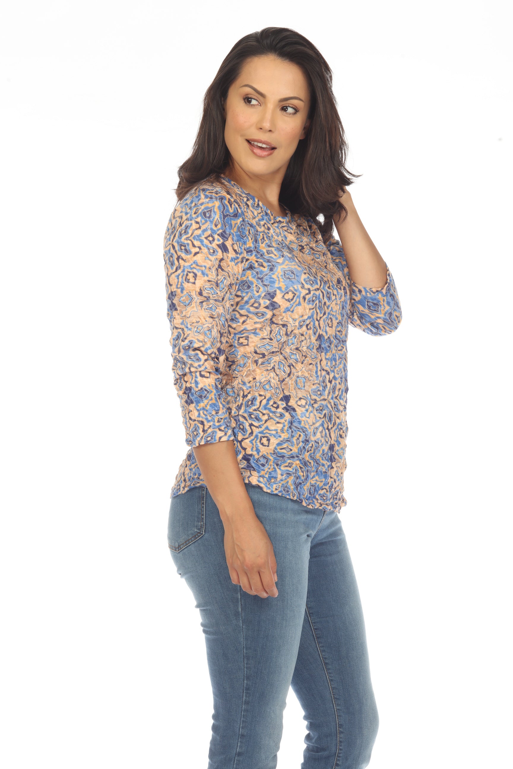 Round-Neck Top - Sand Flower - CARINE