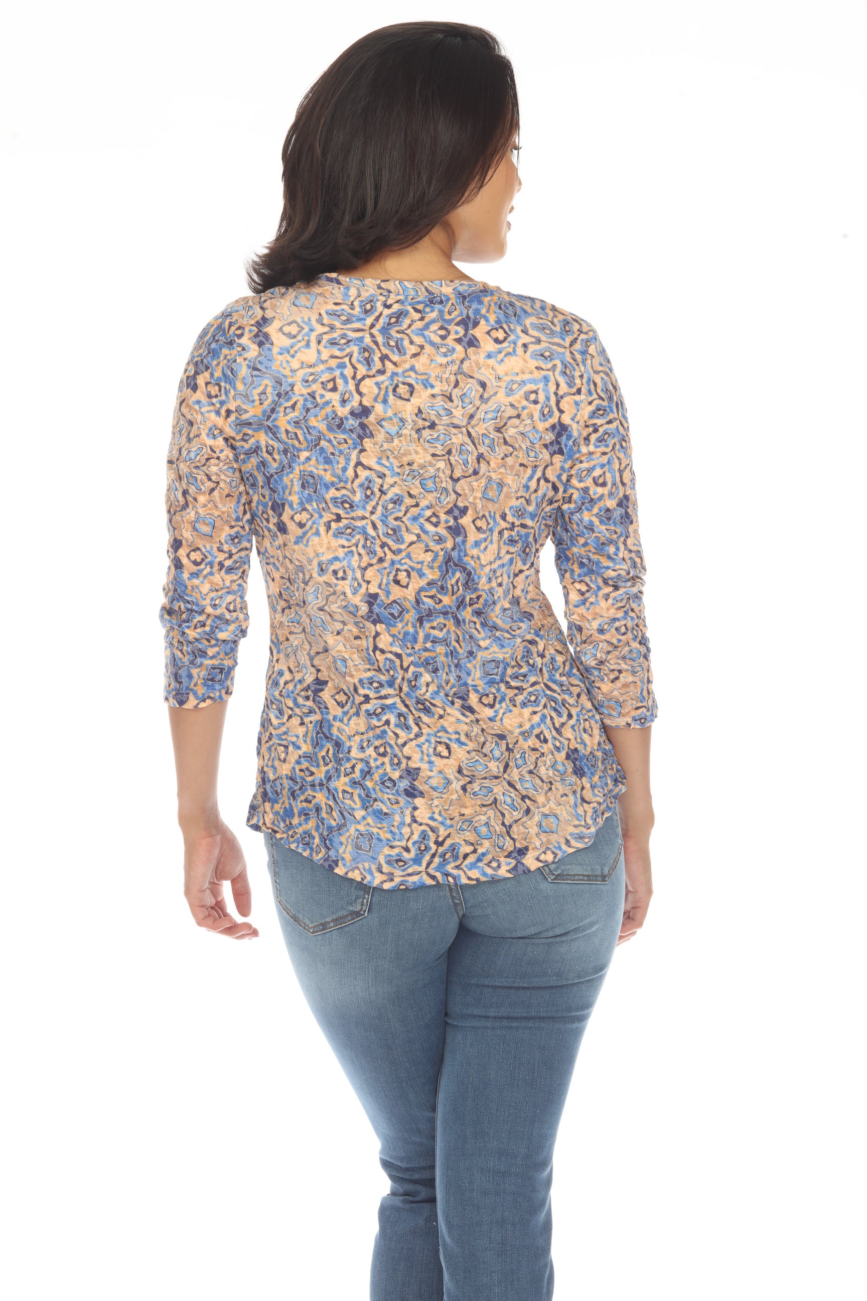 Round-Neck Top - Sand Flower - CARINE