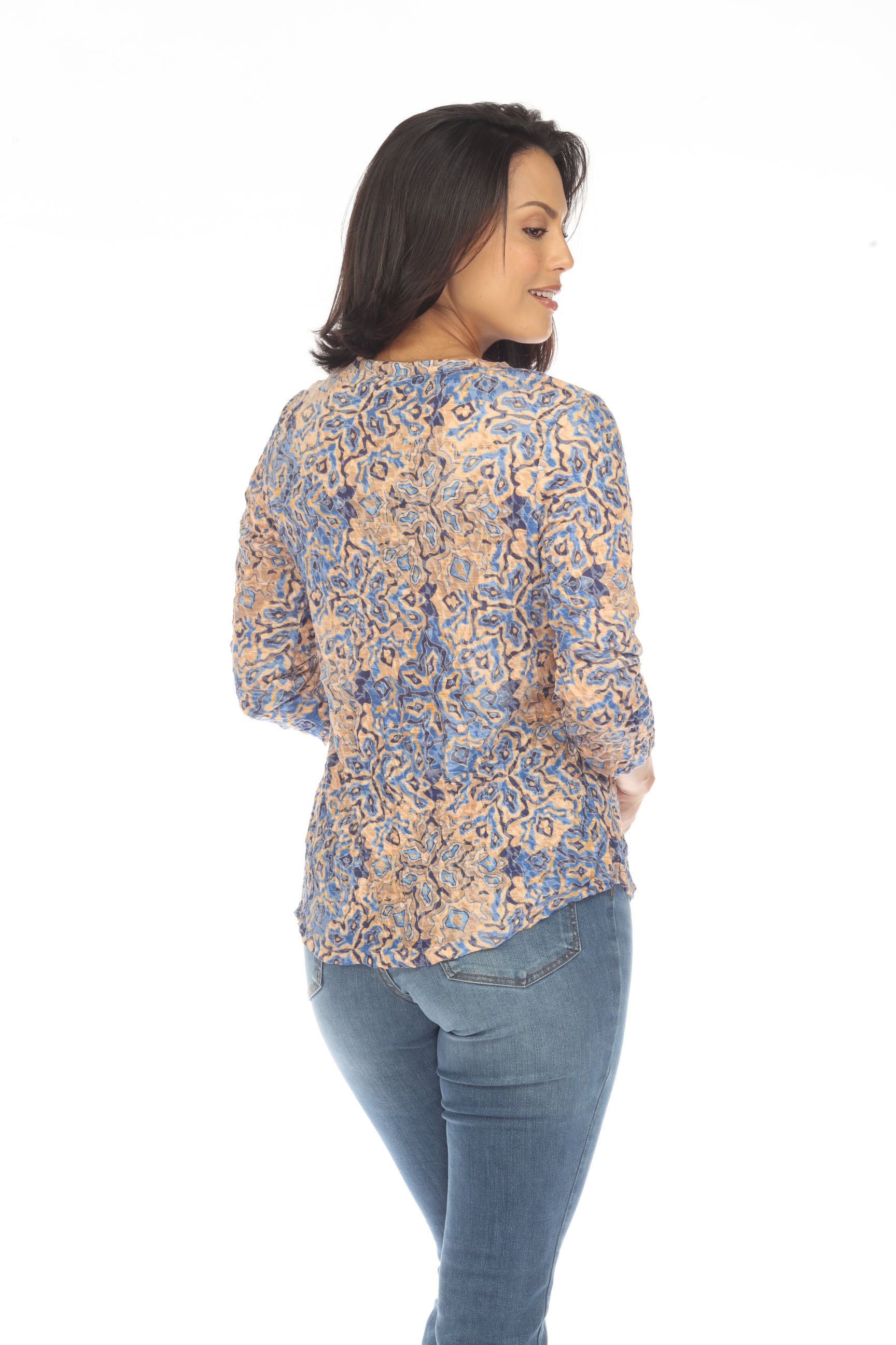 Round-Neck Top - Sand Flower - CARINE