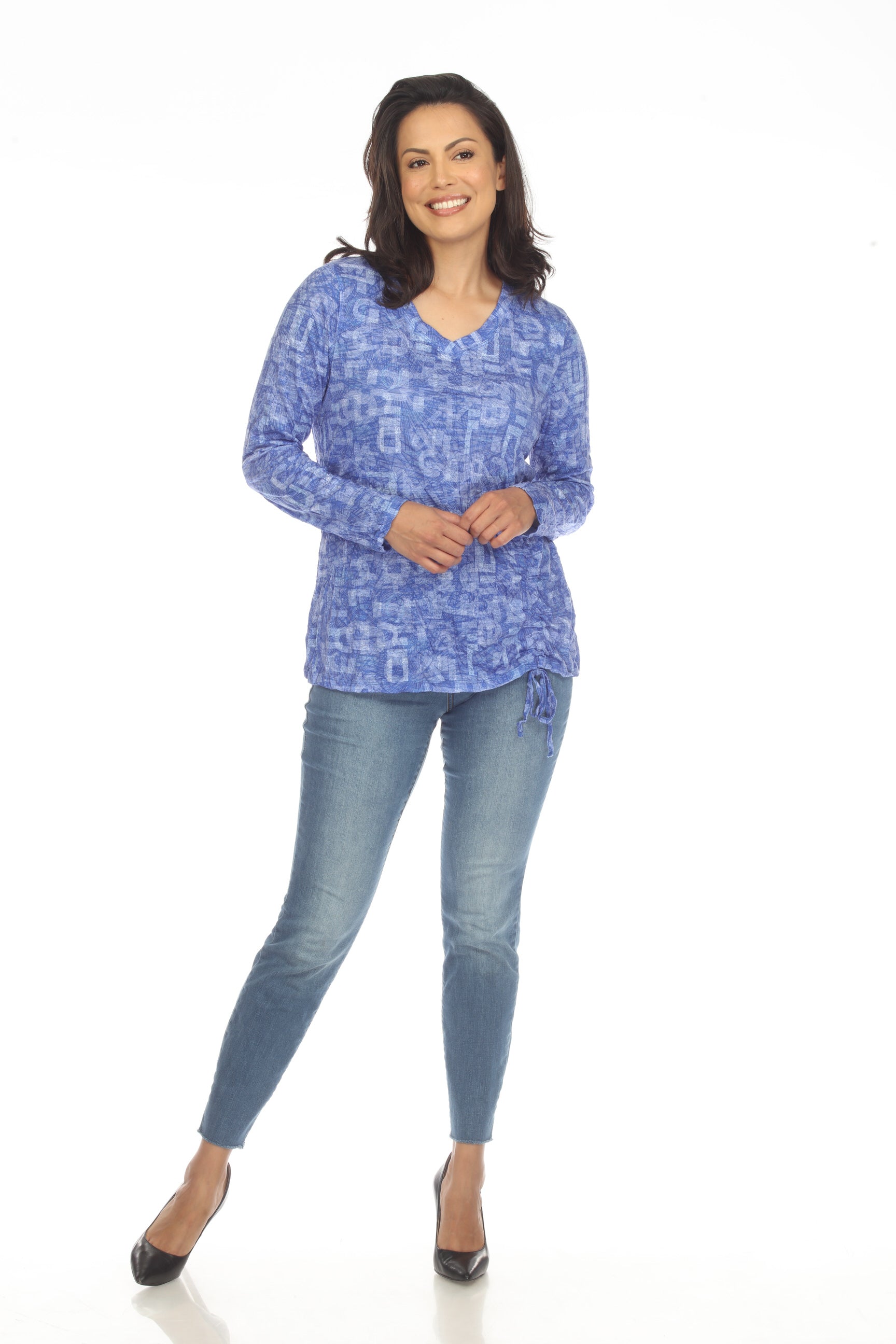 Carlie Top L/S - Blue Shapes - CARINE