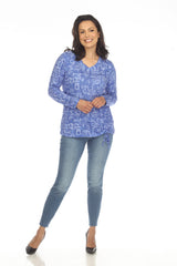 Carlie Top L/S - Blue Shapes - CARINE