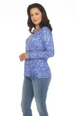 Carlie Top L/S - Blue Shapes - CARINE