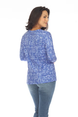 Carlie Top L/S - Blue Shapes - CARINE
