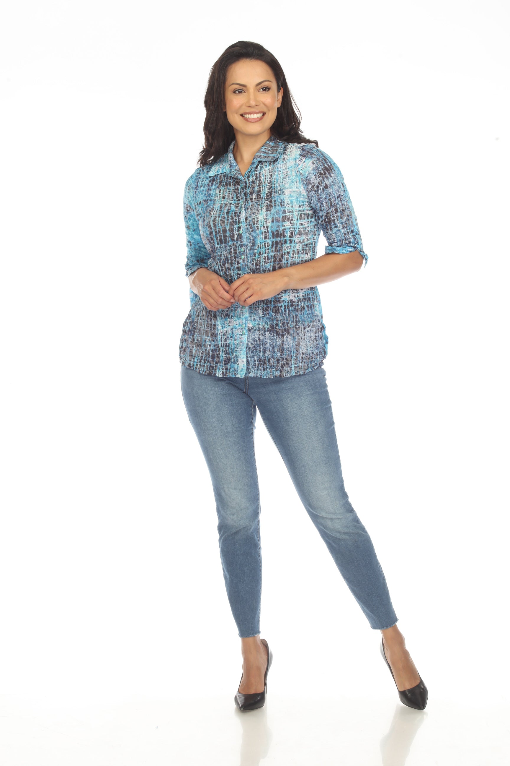 Sabrina Shirt - Cyan Zone - CARINE