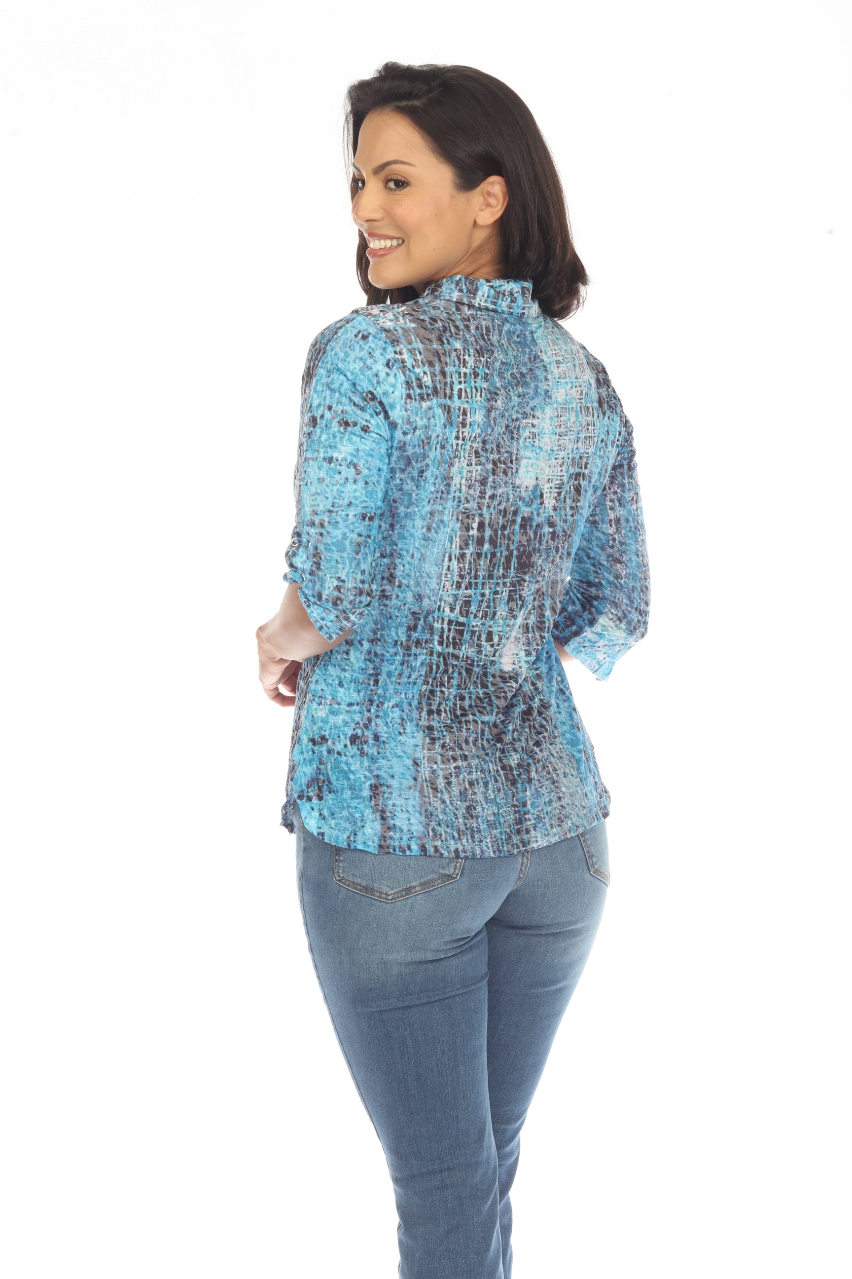 Sabrina Shirt - Cyan Zone - CARINE