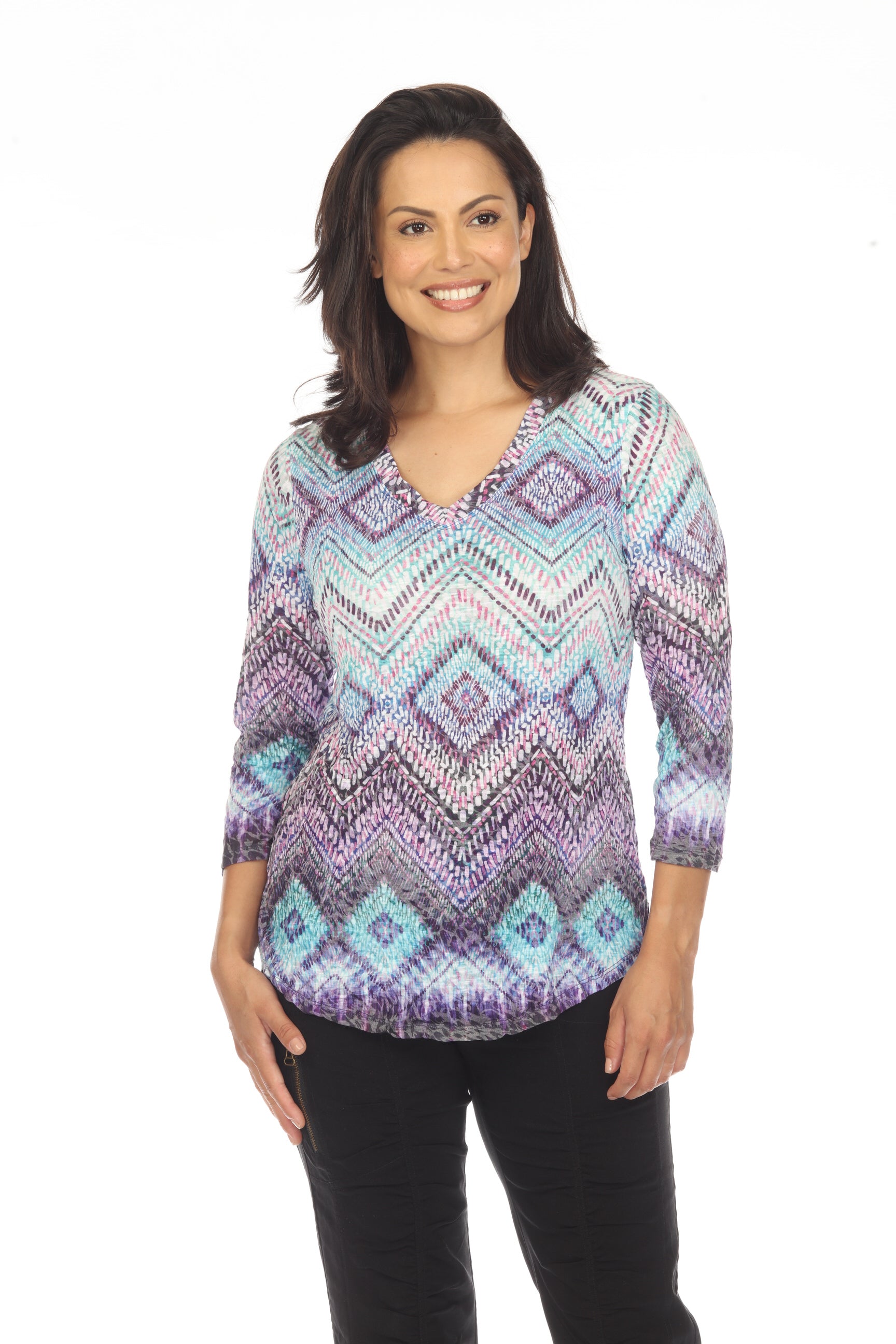 V-Neck Top - Diamond Quilt - CARINE