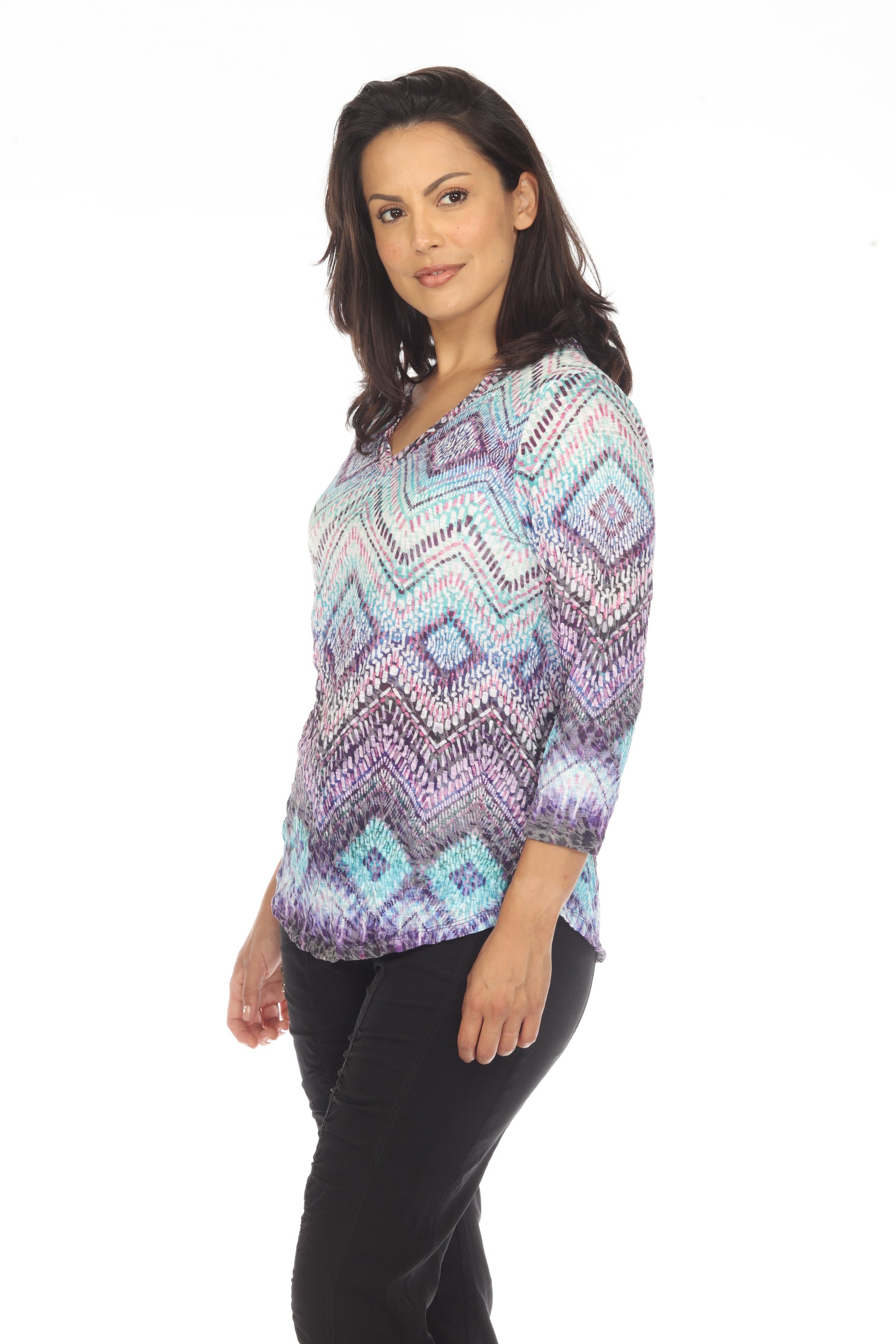 V-Neck Top - Diamond Quilt - CARINE