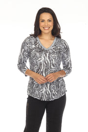 V-Neck Top - Gray Flux