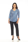 V-Neck Top - Sapphire Scales - CARINE