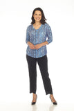 V-Neck Top - Sapphire Scales - CARINE