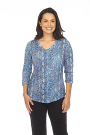 V-Neck Top - Sapphire Scales
