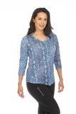 V-Neck Top - Sapphire Scales - CARINE