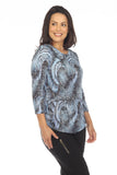 Round-Neck Top - Cyan Phase - CARINE
