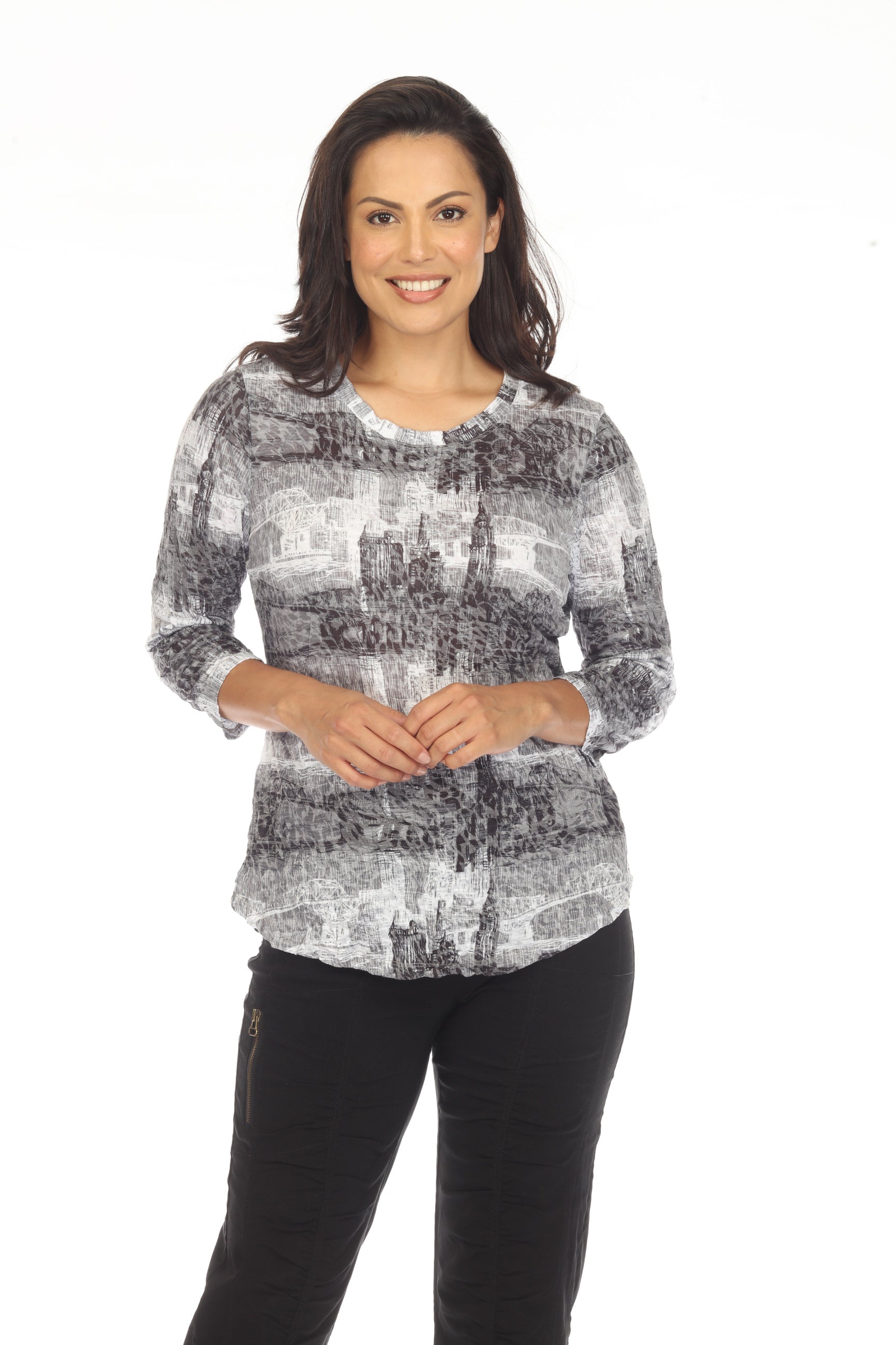 Round-Neck Top - Gray Skyline - CARINE