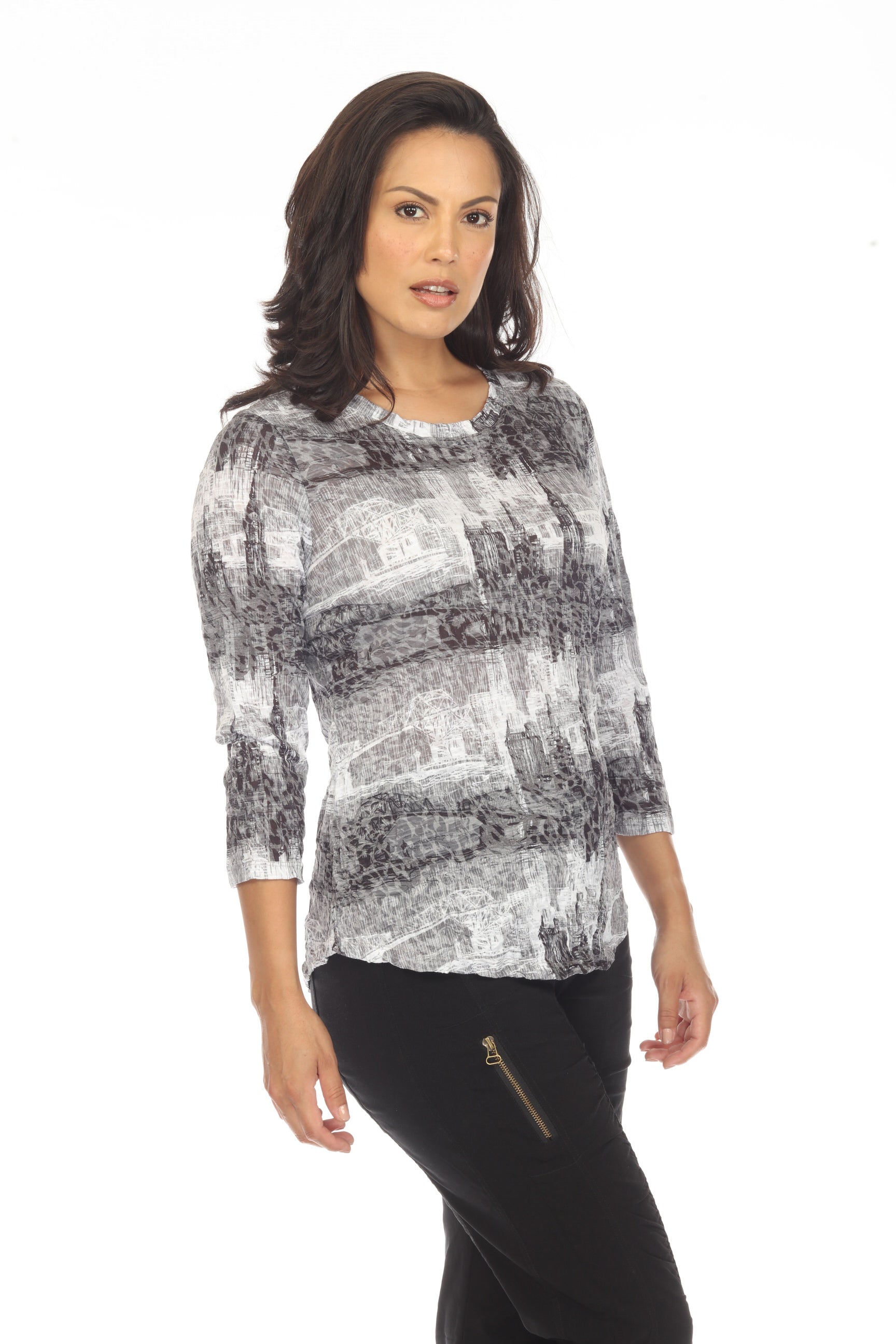 Round-Neck Top - Gray Skyline - CARINE